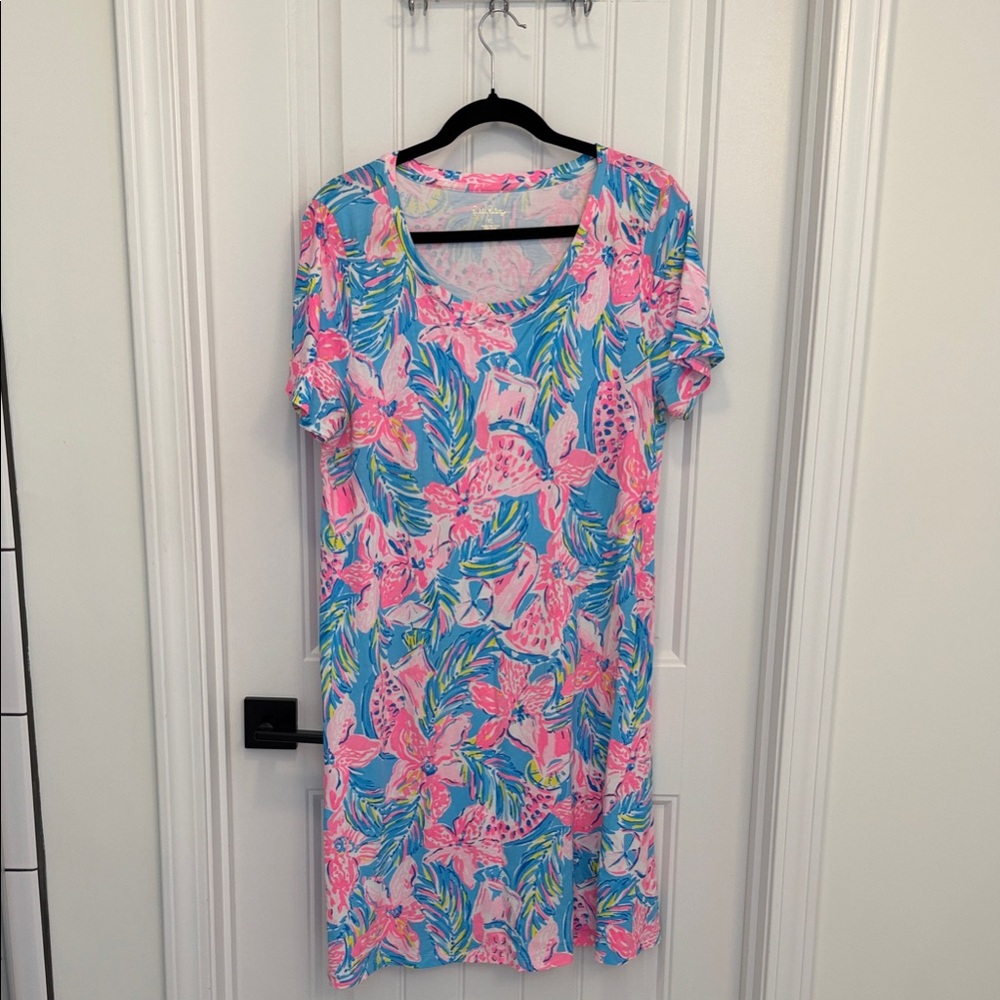 Lilly Pulitzer Vibrant Pink and Blue Dress Coverup